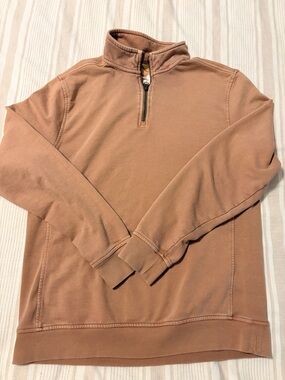 C&C California Tan Brown Full Zip Jacket Cotton Ribbed Trim Utility L